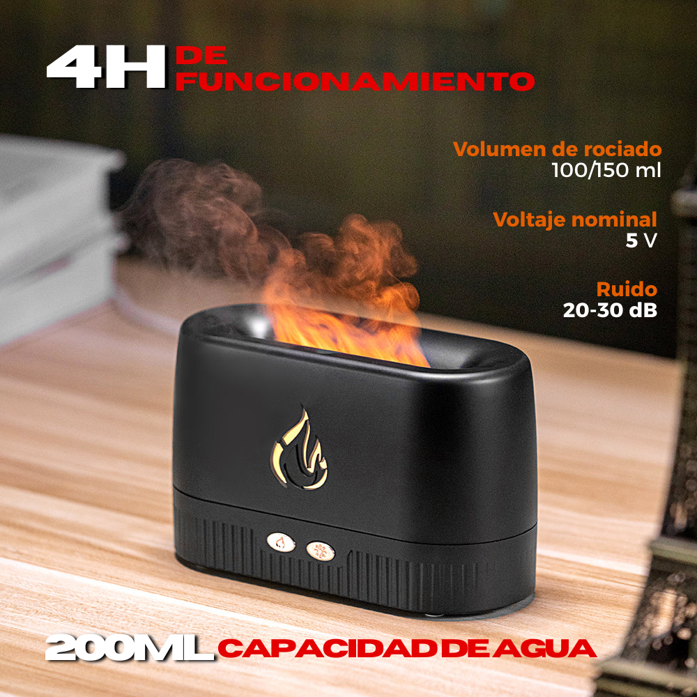 Difusor Aromático Portátil con Efecto Llama y Humidificador